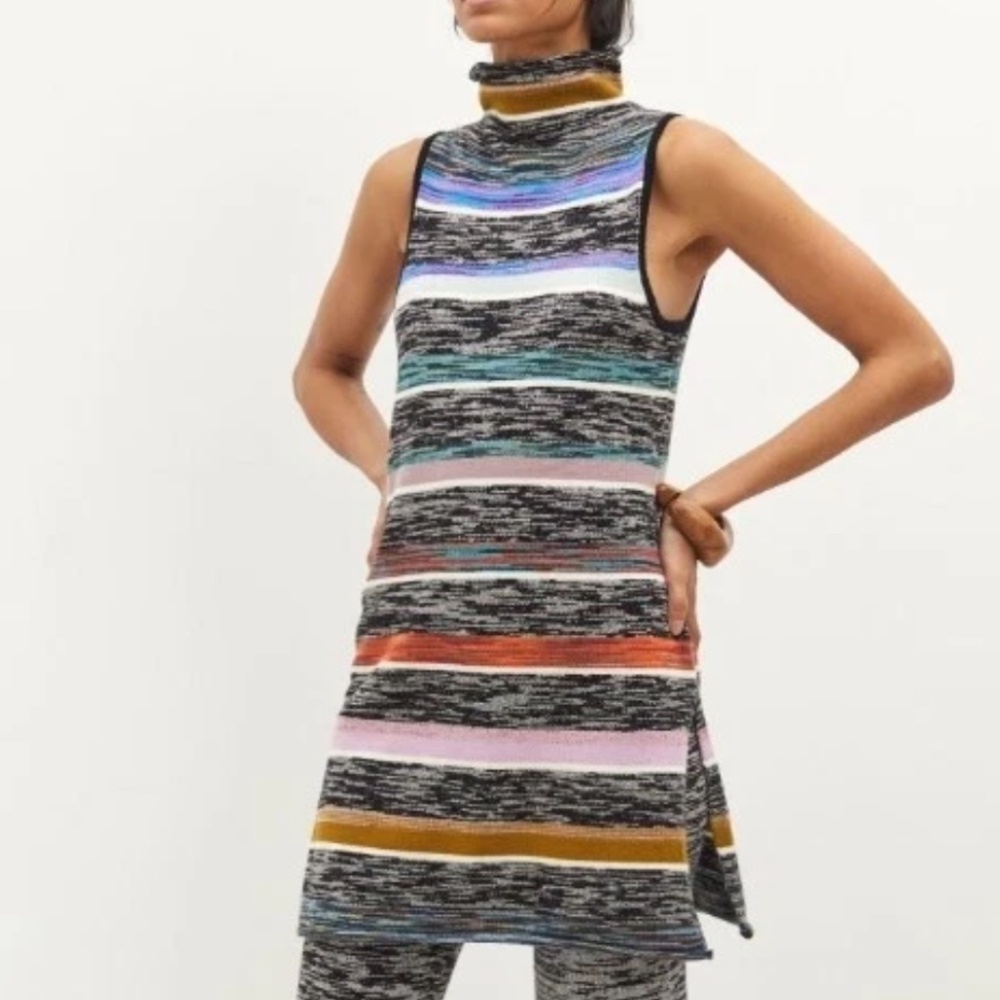 Anthropologie Space-Dyed Knit Tunic Top Multi-Colored Size XS Boho Stripes Fall